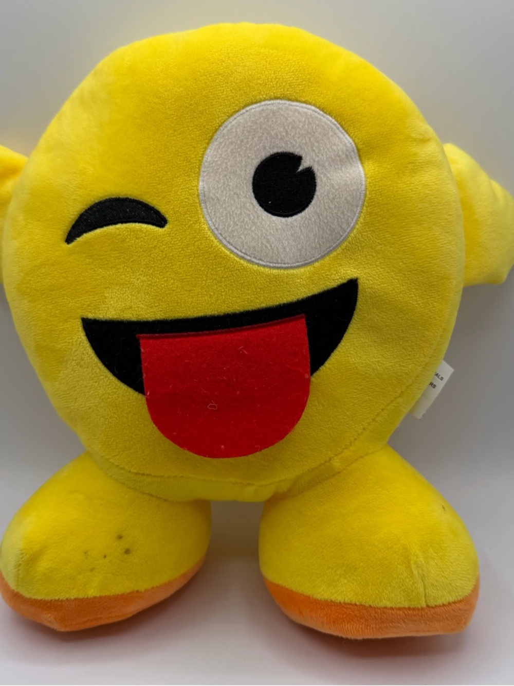 Emoji Wink Tongue Out Plush 11" Yellow Smiley Face Stuffed Toy Pillow